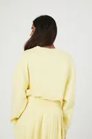 Women's French Terry Drop-Sleeve Pullover in Light Yellow Small