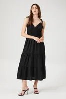 Women's Crochet-Trim Tassel Midi Dress in Black Large