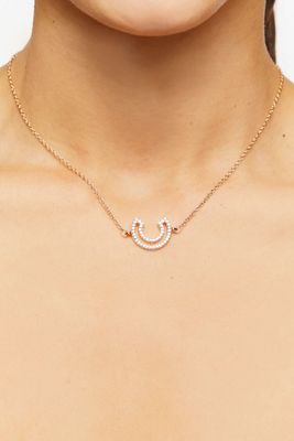 Women's Rhinestone Initial Pendant Necklace in Gold/C
