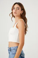 Women's Shirred Crop Top White