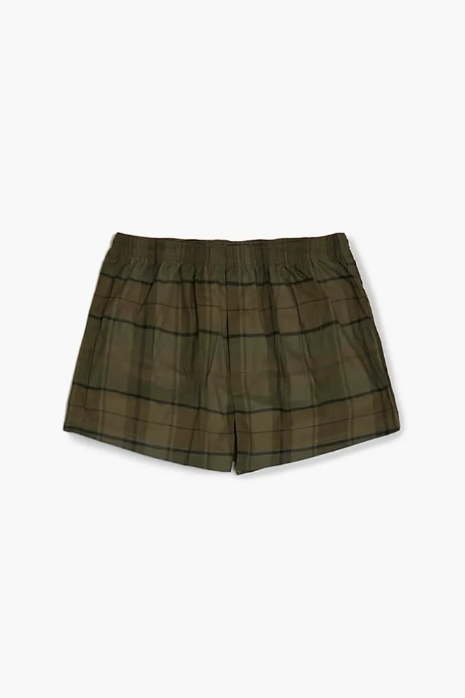 Men Men Plaid Boxer Shorts in Olive Small