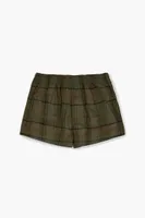 Men Plaid Boxer Shorts Olive