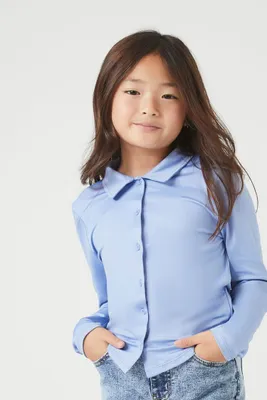 Girls Long-Sleeve Shirt (Kids) in Blue, 5/6