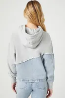 Women's Reworked Denim Hoodie in Heather Grey Small