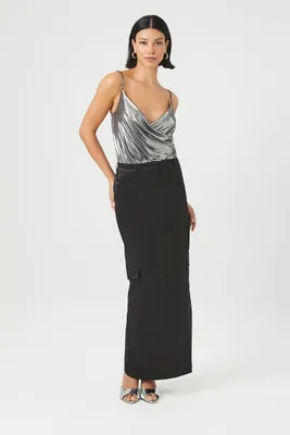 Women's Satin Cargo Maxi Skirt XS