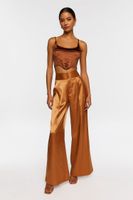 Women's Satin Wide-Leg Trousers in Praline Large