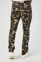 Men Camo Print Cargo Skinny Jeans in Olive, 32