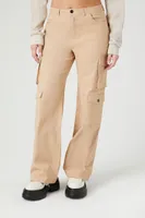 Women's Mid-Rise Straight-Leg Cargo Pants in Taupe Large