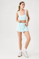 Women's French Terry Ringer Sports Bra Powder Blue