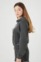 Women's Reworked Fleece Raglan Hoodie in Charcoal Medium