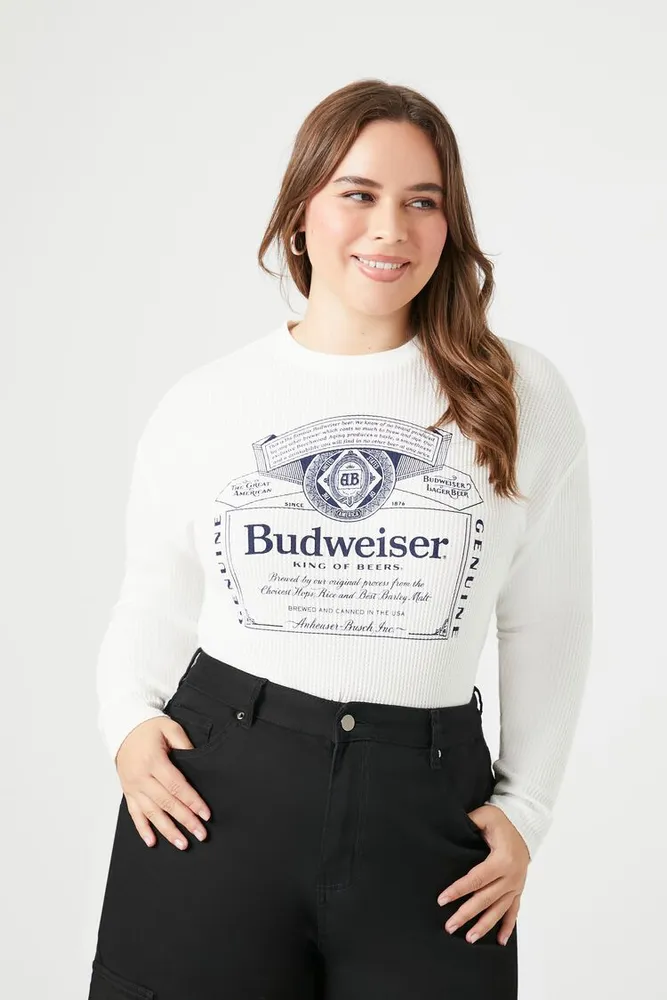 Women's Budweiser Graphic Crop Top in Cream, 2X