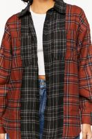 Women's Reworked Plaid High-Low Shirt in Brown Medium