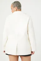 Women's Faux Leather Blazer in White, 3X