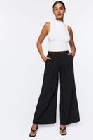 Women's Pleated Wide-Leg Pants in Black Small