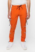 Men Toggle Drawstring Cargo Joggers in Orange Medium