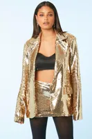 Women's Sequin Notched Blazer in Champagne Medium