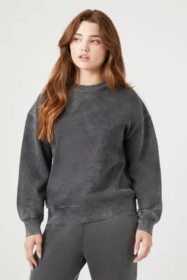 Women's Mineral Wash Fleece Pullover in Charcoal Small