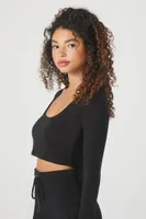 Women's Scoop-Neck Crop Top in Black, XL