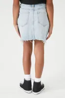 Girls Distressed Denim Skirt (Kids) Light Denim,