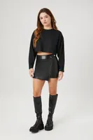 Women's Boxy Long-Sleeve Crop Top Small