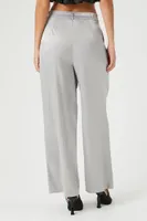 Women's Satin Wide-Leg Trousers in Grey Large