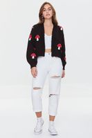 Women's Mushroom Cardigan Sweater in Black Small