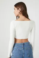 Women's Sweater-Knit Cutout Crop Top