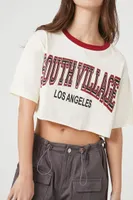 Women's South Village Graphic Cropped T-Shirt in Cream Medium