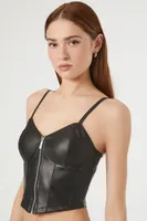 Women's Faux Leather Cropped Cami Black