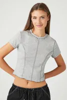 Women's Seamed Lettuce-Edge Cropped T-Shirt