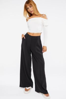 Women's High-Rise Wide-Leg Pants in Black Large
