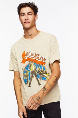 Men Judas Priest Graphic Tee in Taupe Small