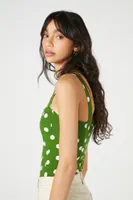 Women's Polka Dot Seamed Bodysuit in Avocado, XS