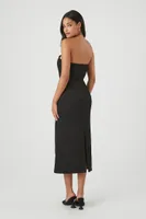 Women's Notched Tube Midi Dress in Black Large