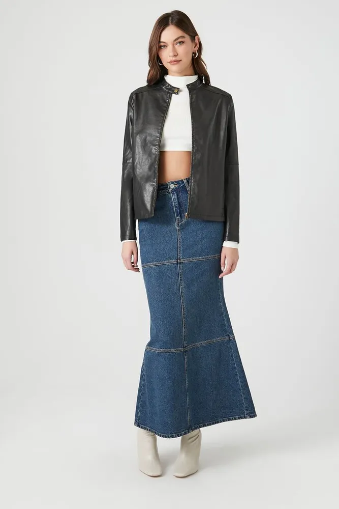 Women's Faux Leather Zip-Up Jacket