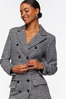 Women's Houndstooth Double-Breasted Blazer Black/White