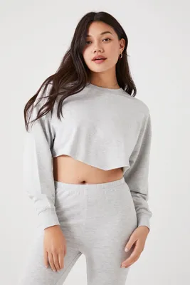 Women's Fleece Raw-Cut Pullover in Heather Grey Small