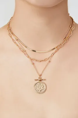Women's Layered Coin Pendant Necklace in Gold