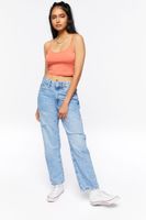 Women's Distressed Straight-Leg Jeans Denim,