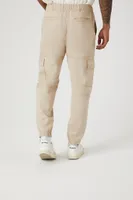 Men Drawstring Cargo Joggers in Taupe, XXL