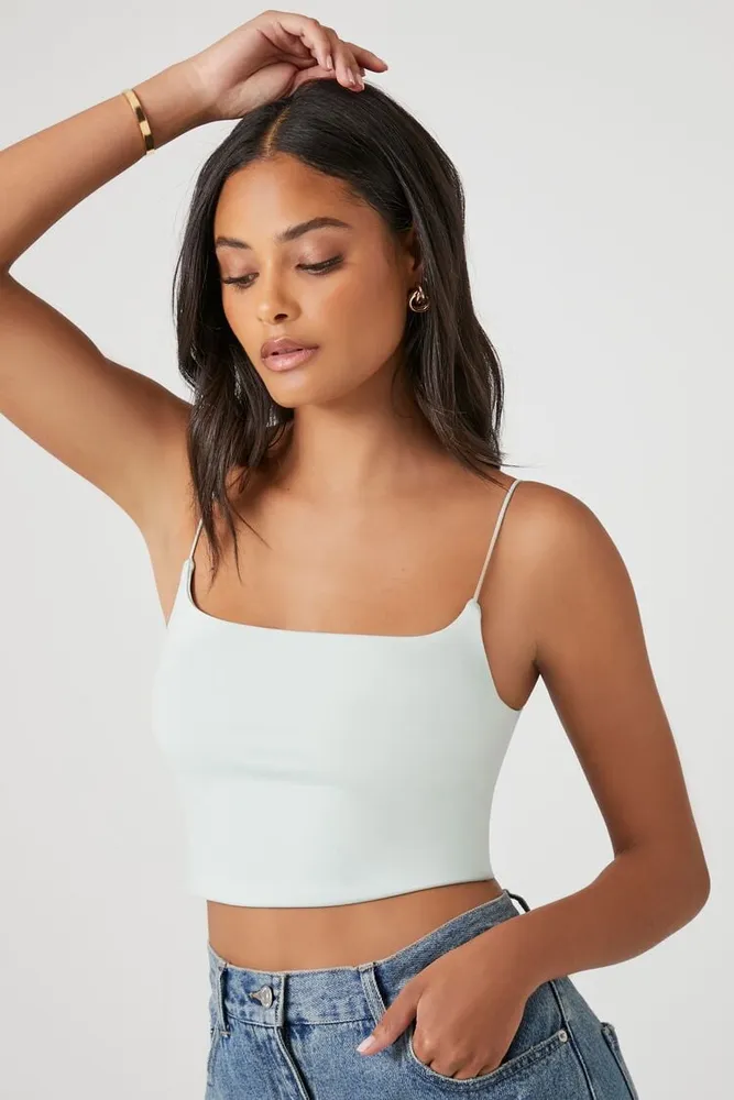 Forever 21 Women's Contour Cropped Cami in Seafoam Large