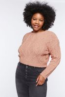 Women's Cable Knit Sweater in Blush, 0X