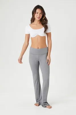 Women's Foldover Flare Pajama Pants in Heather Grey Large