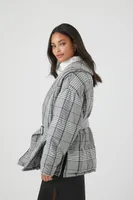 Women's Plaid Belted Wrap Coat Grey