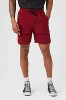 Men Drawstring Cargo Shorts in Burgundy Large