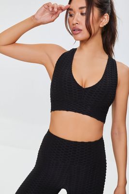 Women's Honeycomb Sports Bra in Black, XS