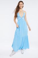 Women's Plunging Halter Maxi Dress