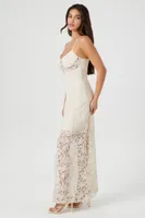 Women's Crochet Lace Sheer Maxi Dress Large