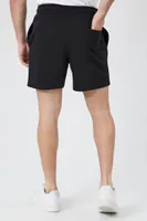 Men Drawstring Mid-Rise Shorts in Black, XXL