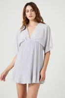 Women's Chiffon Mini Babydoll Dress in Light Grey Large